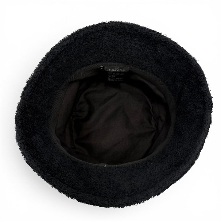 美品☆CHANEL シャネル 21C ココマーク パイル地ハット バケットハット 帽子 ブラック ブラック金具 M 正規品 レディース