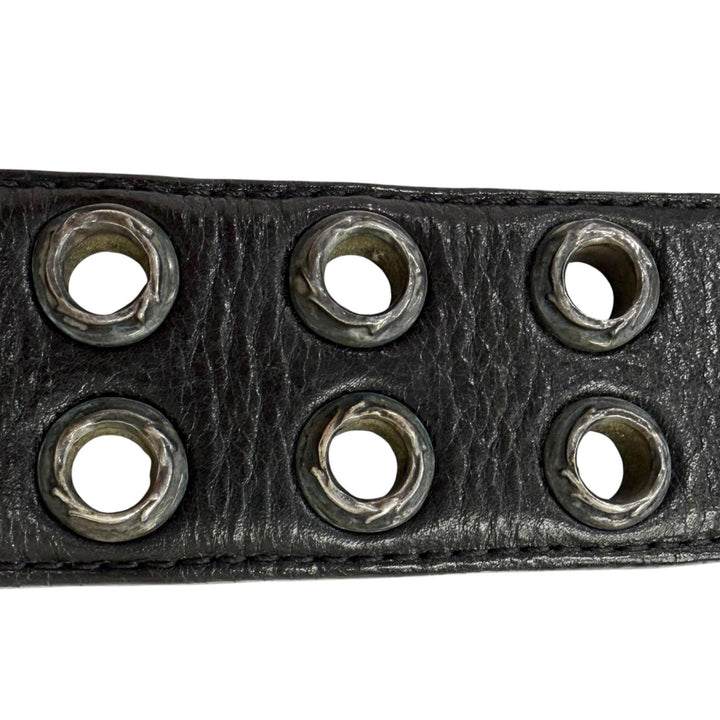 良品□CHROME HEARTS クロムハーツ STRAP DBL GROMMET レザー SV925 STRAP DBL GROMMET ダブルグロメット ベルト ブラック 34 メンズ