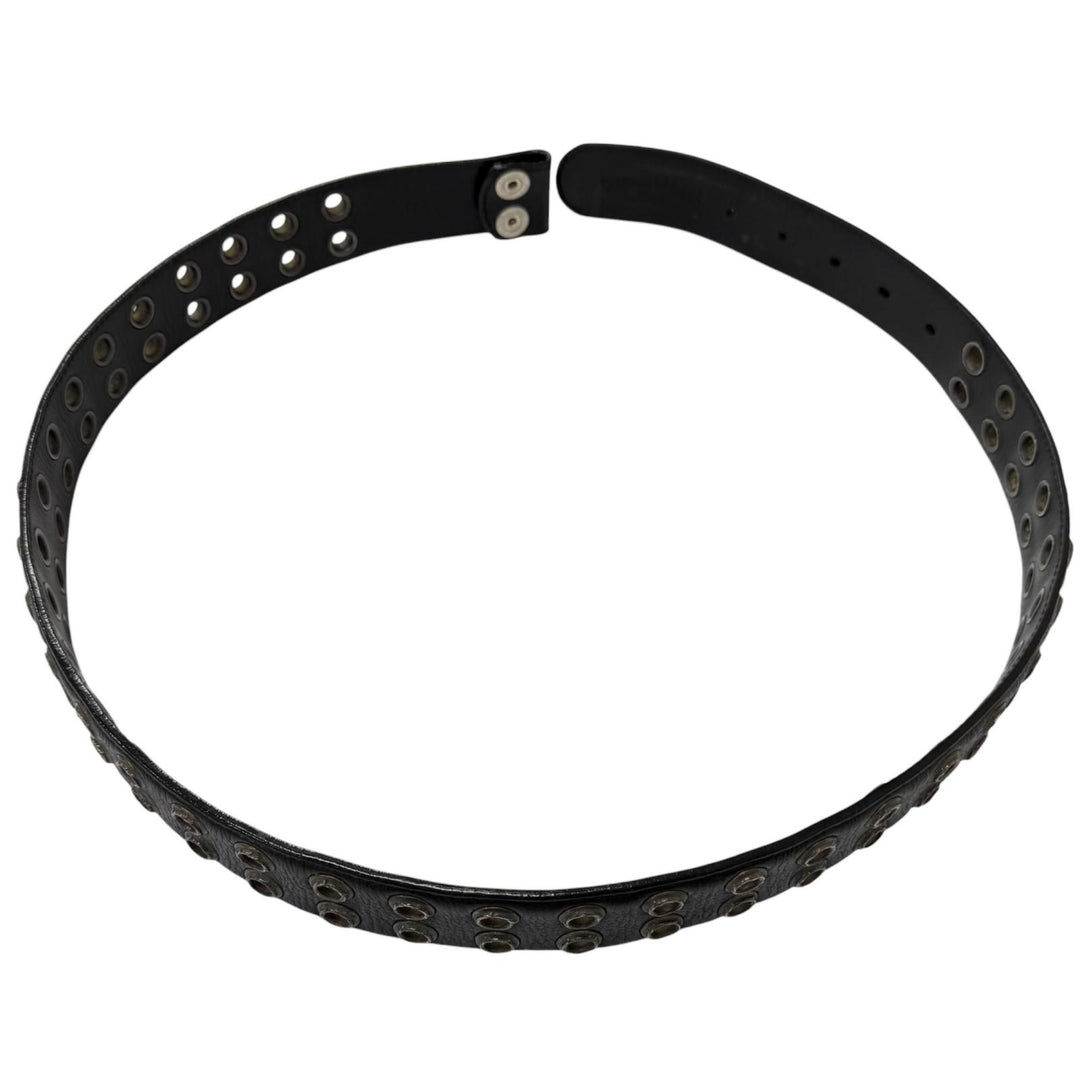 良品□CHROME HEARTS クロムハーツ STRAP DBL GROMMET レザー SV925 STRAP DBL GROMMET ダブルグロメット ベルト ブラック 34 メンズ