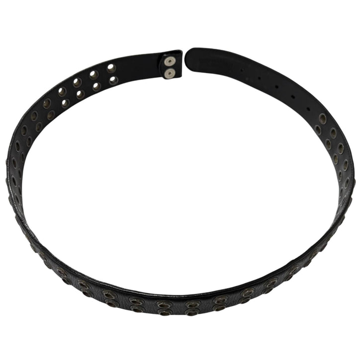 良品□CHROME HEARTS クロムハーツ STRAP DBL GROMMET レザー SV925 STRAP DBL GROMMET ダブルグロメット ベルト ブラック 34 メンズ
