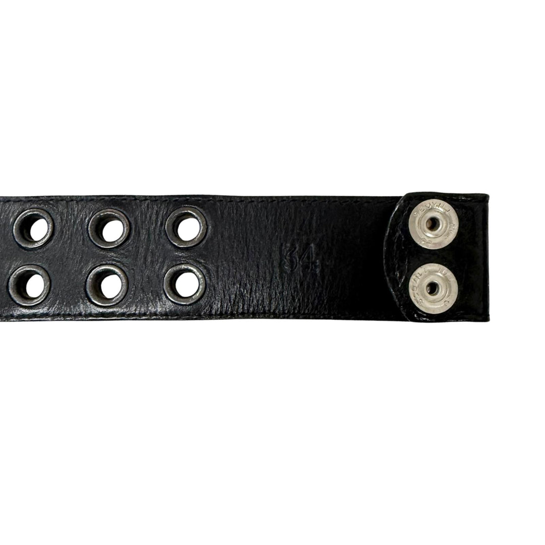 良品□CHROME HEARTS クロムハーツ STRAP DBL GROMMET レザー SV925 STRAP DBL GROMMET ダブルグロメット ベルト ブラック 34 メンズ
