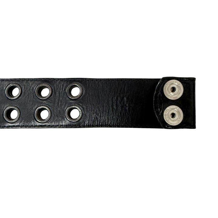 良品□CHROME HEARTS クロムハーツ STRAP DBL GROMMET レザー SV925 STRAP DBL GROMMET ダブルグロメット ベルト ブラック 34 メンズ