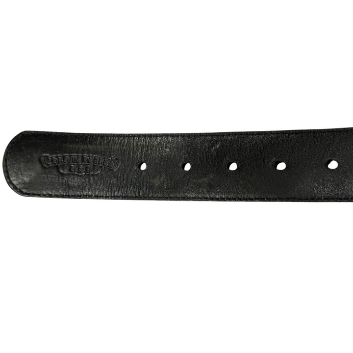 良品□CHROME HEARTS クロムハーツ STRAP DBL GROMMET レザー SV925 STRAP DBL GROMMET ダブルグロメット ベルト ブラック 34 メンズ
