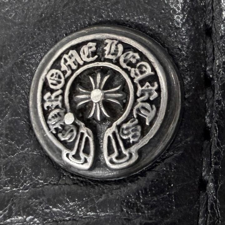 良品□CHROME HEARTS クロムハーツ STRAP DBL GROMMET レザー SV925 STRAP DBL GROMMET ダブルグロメット ベルト ブラック 34 メンズ