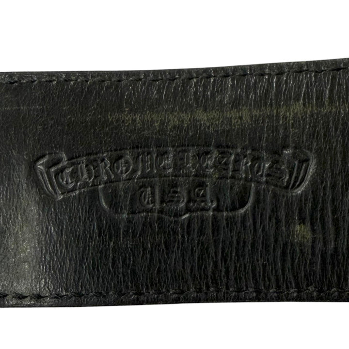 良品□CHROME HEARTS クロムハーツ STRAP DBL GROMMET レザー SV925 STRAP DBL GROMMET ダブルグロメット ベルト ブラック 34 メンズ
