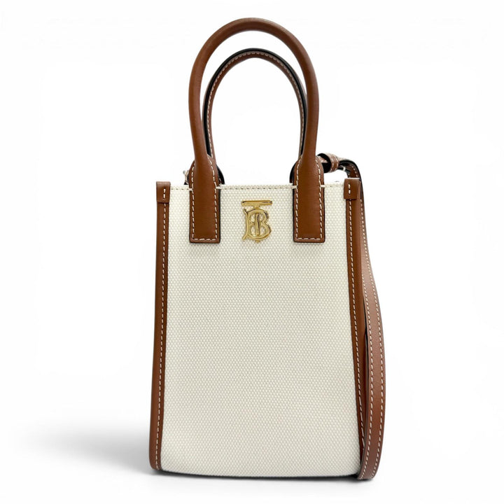 未使用品△BURBERRY バーバリー 22SS 8052460 マイクロ フランシス TB トートバッグ キャンバス レザー 2WAY ハンド ショルダーバッグ