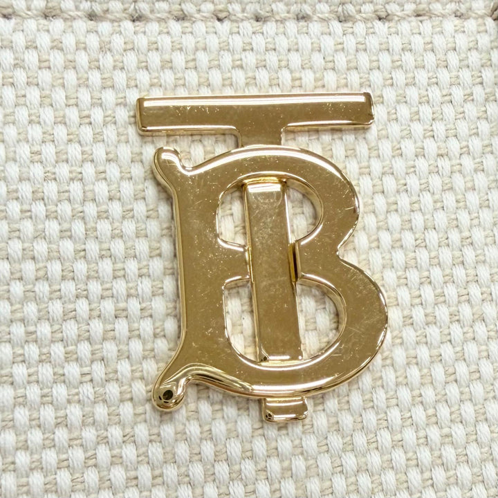 未使用品△BURBERRY バーバリー 22SS 8052460 マイクロ フランシス TB トートバッグ キャンバス レザー 2WAY ハンド ショルダーバッグ