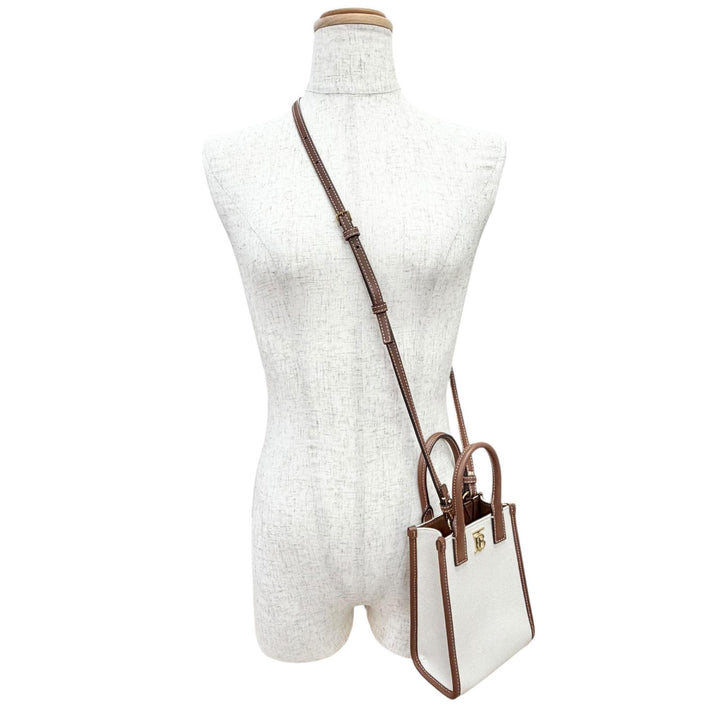 未使用品△BURBERRY バーバリー 22SS 8052460 マイクロ フランシス TB トートバッグ キャンバス レザー 2WAY ハンド ショルダーバッグ