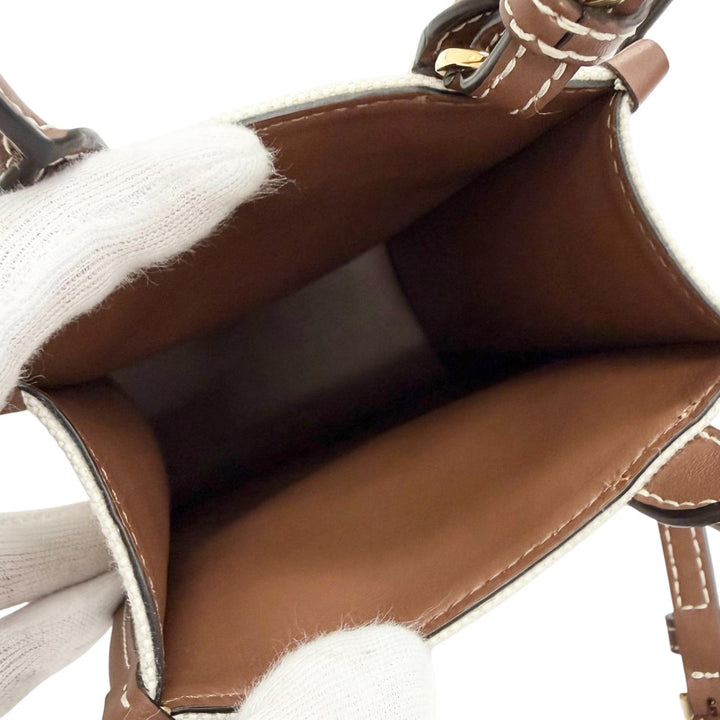 未使用品△BURBERRY バーバリー 22SS 8052460 マイクロ フランシス TB トートバッグ キャンバス レザー 2WAY ハンド ショルダーバッグ