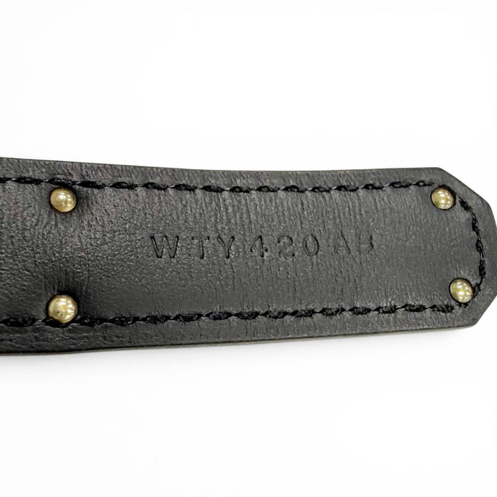 未使用品△HERMES エルメス ケリー ベルト 18 アリゲーターマット ゴールド金具 ブラック W刻印 フランス製 レディース 箱・保存袋付き