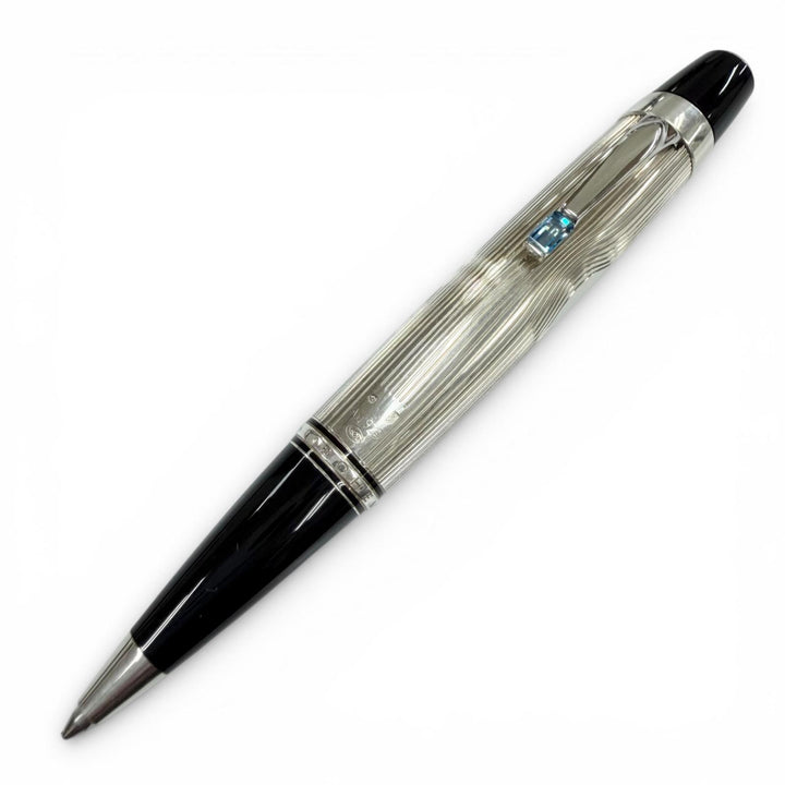極美品▼MONTBLANC モンブラン ボエム AG925 ブルージェムストーン ホワイトスター ボールペン シルバー ブラック 重量33.47g 筆記確認済
