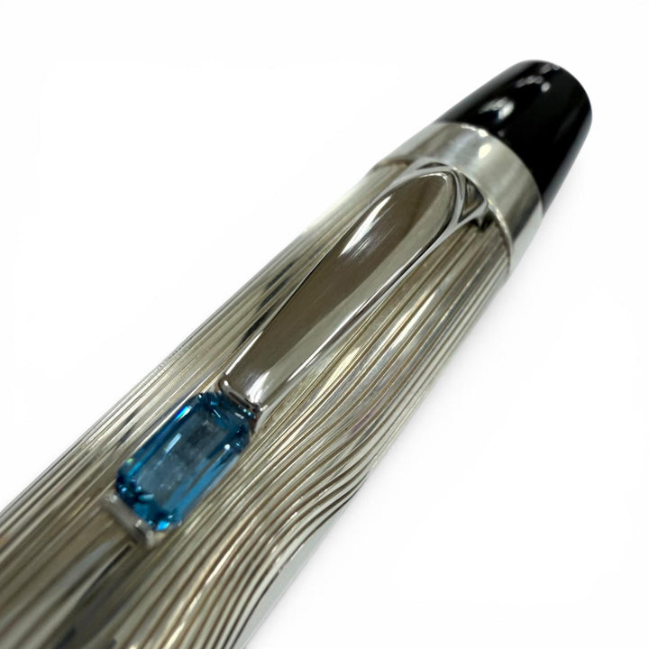 極美品▼MONTBLANC モンブラン ボエム AG925 ブルージェムストーン ホワイトスター ボールペン シルバー ブラック 重量33.47g 筆記確認済