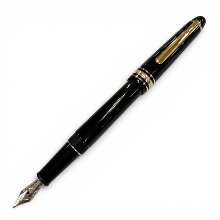 美品▼MONTBLANC モンブラン マイスターシュテュック 145 クラシック ペン先14K Fニブ ホワイトスター 万年筆 ブラック ゴールド ドイツ