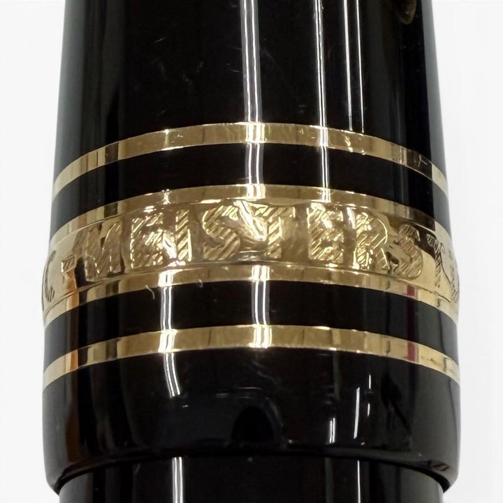 美品▼MONTBLANC モンブラン マイスターシュテュック 145 クラシック ペン先14K Fニブ ホワイトスター 万年筆 ブラック ゴールド ドイツ