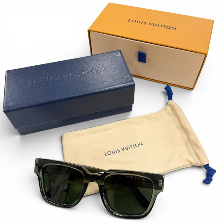 美品▼LOUIS VUITTON ルイヴィトン 2024年製 Z2631E LV エスケイプ スクエア アイウェア サングラス クリアカーキ 53□22 145 デモレンズ