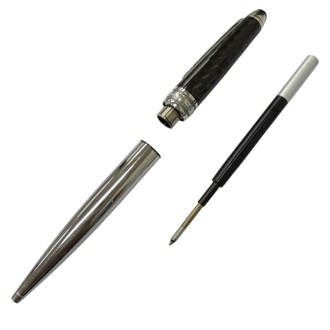 良品□MONTBLANC モンブラン マイスターシュテュック ソリテール カーボンスティール クラシック ボールペン シルバー ドイツ製 筆記OK