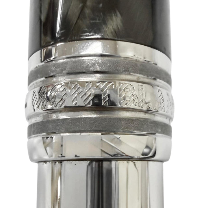 良品□MONTBLANC モンブラン マイスターシュテュック ソリテール カーボンスティール クラシック ボールペン シルバー ドイツ製 筆記OK