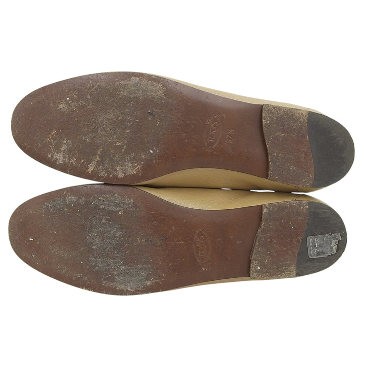美品▲TOD’S トッズ KATE ケイト ラウンドトゥ レザー ローファー ベージュ ゴールド金具 37.5 イタリア製 レディース