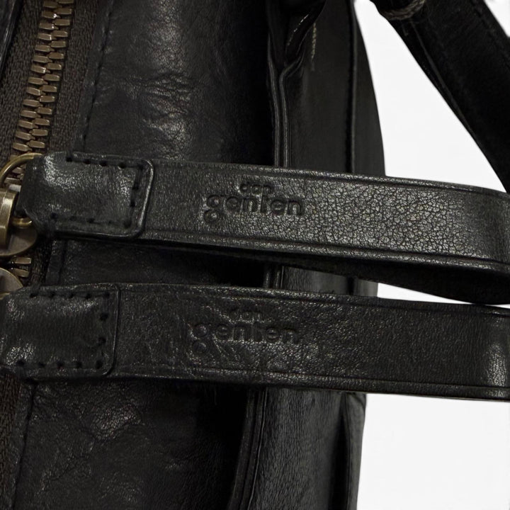 美品▼dan genten ダン ゲンテン レザー ロゴ刻印 ビジネスバッグ ブリーフケース 通勤鞄 カバン ブラック メンズ 収納抜群◎