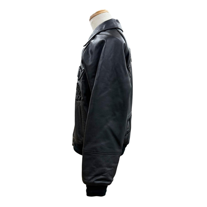 美品▼AVIREX BLACK EYE PATCH アヴィレックス ブラックアイパッチ 6111060 VARSITY JACKET ラムレザー ZIP フライトジャケット M 正規品