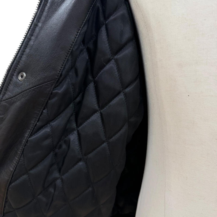 美品▼AVIREX BLACK EYE PATCH アヴィレックス ブラックアイパッチ 6111060 VARSITY JACKET ラムレザー ZIP フライトジャケット M 正規品