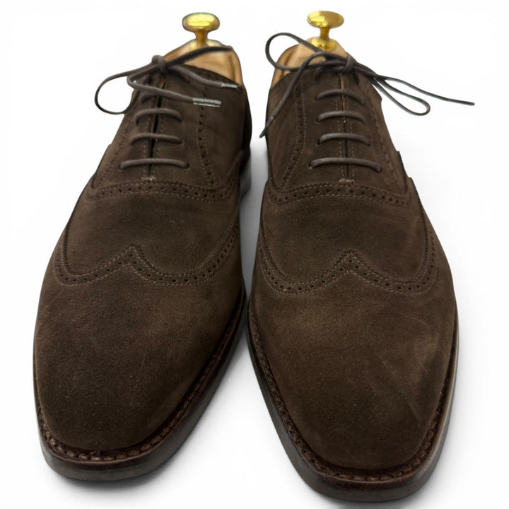 極美品□CROCKETT&amp;JONES クロケットアンドジョーンズ 5056 DRUMMOND スウェードレザー 348ラスト フルブローグ ドレスシューズ 7E 英国製