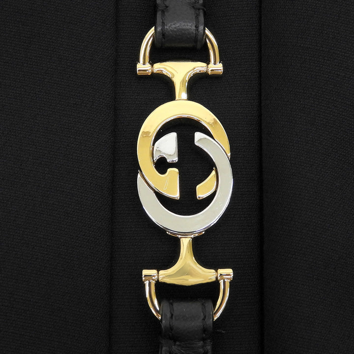 極美品▲GUCCI グッチ 603337 シルク ウール インターロッキングG スカート ブラック 38 イタリア製 正規品 レディース