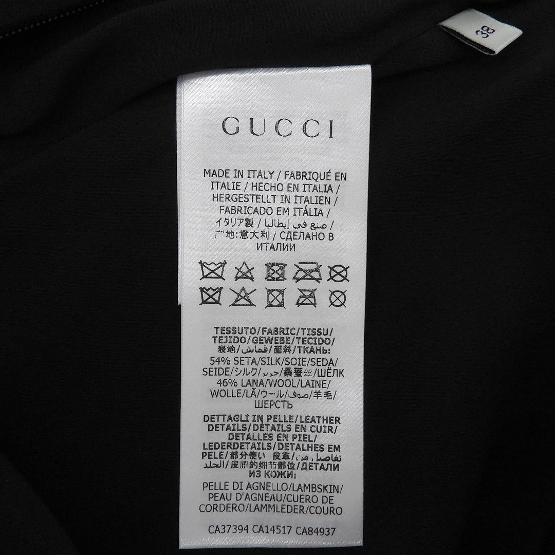 極美品▲GUCCI グッチ 603337 シルク ウール インターロッキングG スカート ブラック 38 イタリア製 正規品 レディース