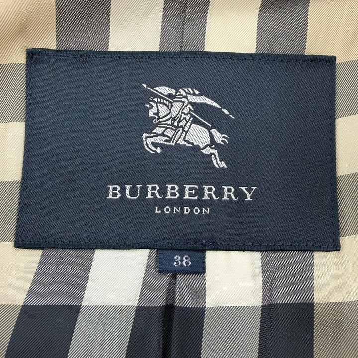 美品☆BURBERRY LONDON バーバリーロンドン カシミヤ100％ ノバチェック柄 トグルボタン フード付 ZIP ダッフルコート グレー 38 正規品
