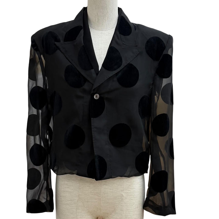 美品★COMME des GARCONS コムデギャルソン 89SS ドット シースルー レイヤード ジャケット ブラック S 日本製 正規品 レディース