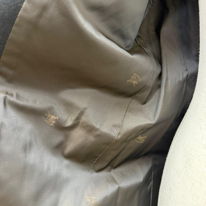 極美品□BURBERRY LONDON バーバリーロンドン カシミヤ 羊毛 裏ロゴ総柄 チェスターコート ブラック 92-170-5 日本製 正規品 メンズ