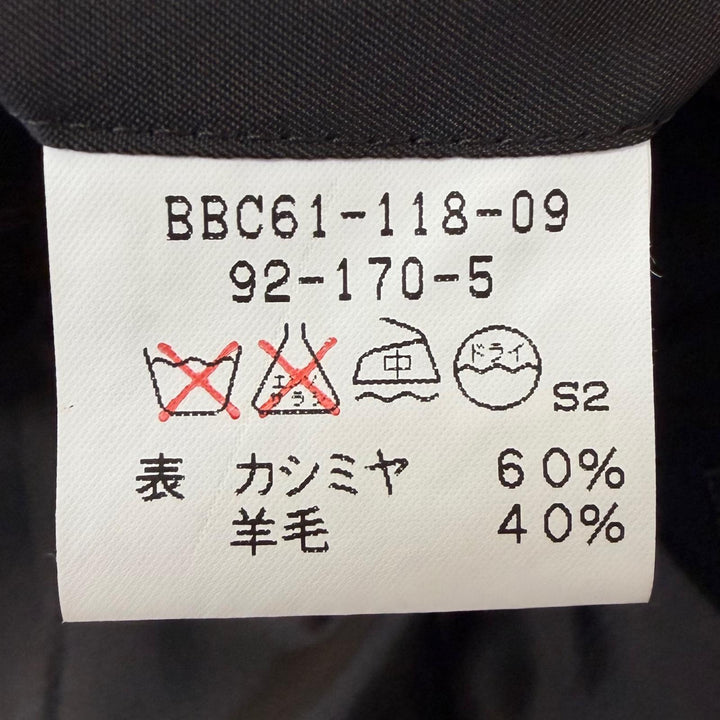 極美品□BURBERRY LONDON バーバリーロンドン カシミヤ 羊毛 裏ロゴ総柄 チェスターコート ブラック 92-170-5 日本製 正規品 メンズ