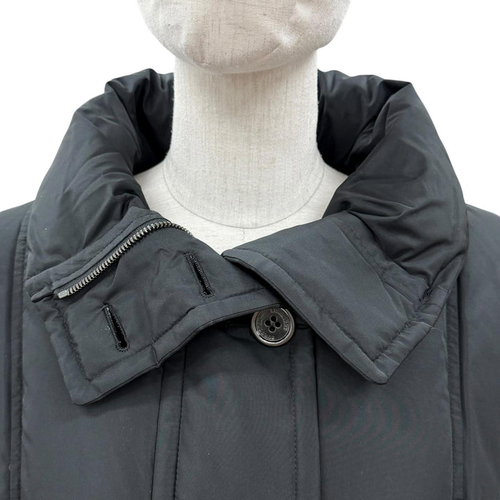 未使用品◇BURBERRY LONDON バーバリーロンドン ジップアップ ロゴボタン付き 裏地ノバチェック柄 ダウンコート 黒 46 正規品 レディース