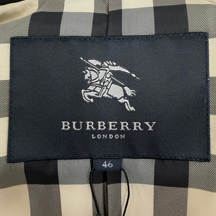 未使用品◇BURBERRY LONDON バーバリーロンドン ジップアップ ロゴボタン付き 裏地ノバチェック柄 ダウンコート 黒 46 正規品 レディース