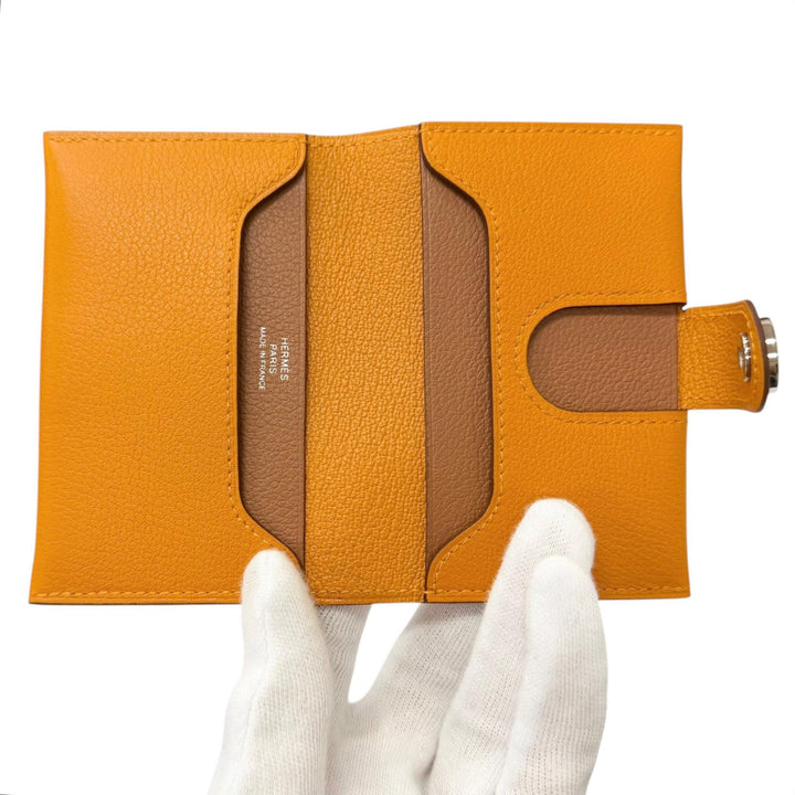 極美品□HERMES エルメス R.M.S. エバーカラー クルードセル レザーカードケース アプリコット ゴールド B刻印 フランス製 メンズ 箱付き