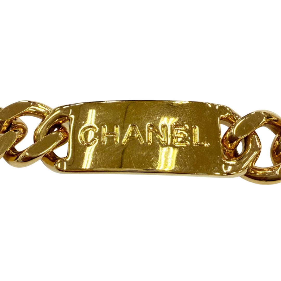 美品☆CHANEL シャネル ヴィンテージ 93A メタル ロゴプレート・ココマークコイン チェーンベルト ゴールド レディース 箱付き