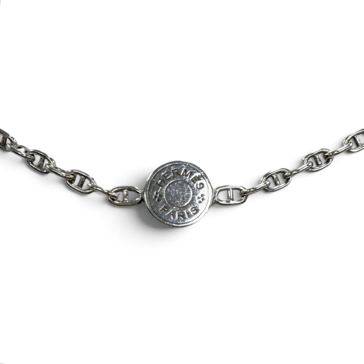 美品□HERMES エルメス 925 シェーヌダンクル ミニセリエ チェーン ネックレス チョーカー シルバー 重量4.86g メンズ レディース