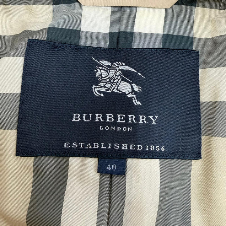 美品☆BURBERRY LONDON バーバリーロンドン フォックスファー ノバチェック柄 キルティングコート トレンチコート ベージュ 40 正規品