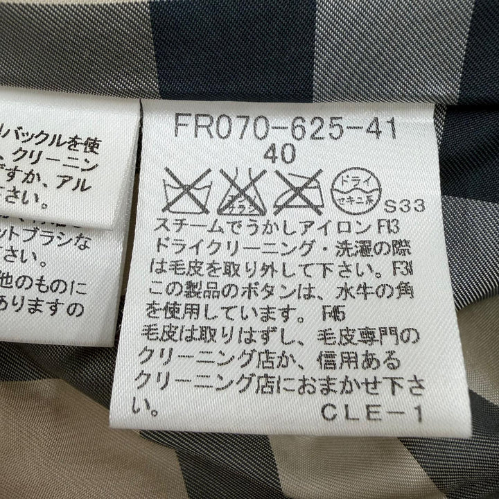 美品☆BURBERRY LONDON バーバリーロンドン フォックスファー ノバチェック柄 キルティングコート トレンチコート ベージュ 40 正規品
