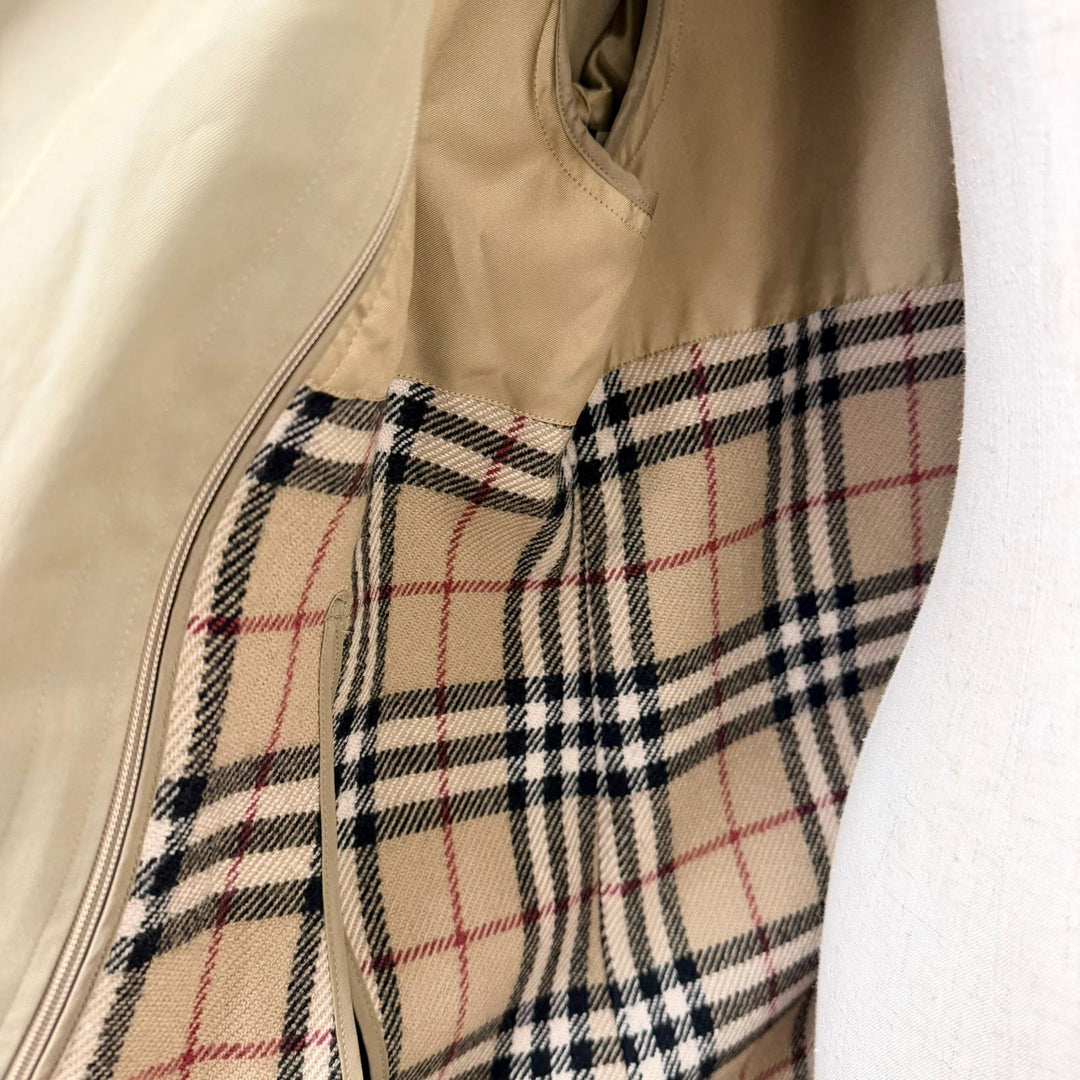 美品□BURBERRY LONDON バーバリーロンドン 裏ノバチェック柄 ライナー付き ステンカラーコート ベージュ 90-165-4 日本製 正規品 メンズ