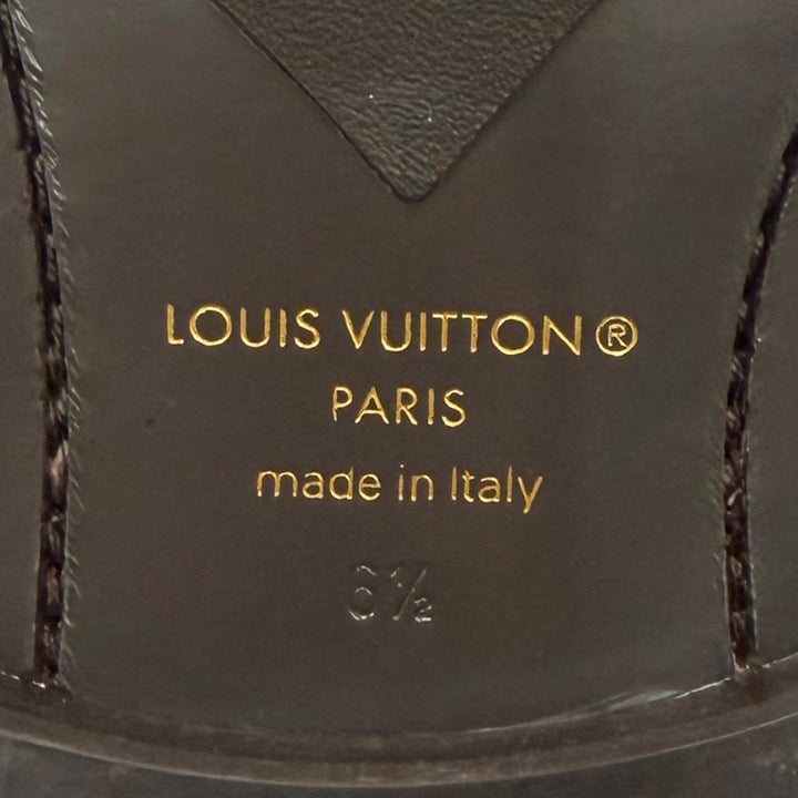 美品▼LOUIS VUITTON ルイヴィトン エピ レースアップ LV刻印 レザーシューズ ダークブラウン 6.5 イタリア製 メンズ ビジネスオススメ◎