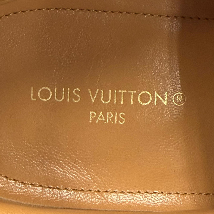 美品▼LOUIS VUITTON ルイヴィトン エピ レースアップ LV刻印 レザーシューズ ダークブラウン 6.5 イタリア製 メンズ ビジネスオススメ◎