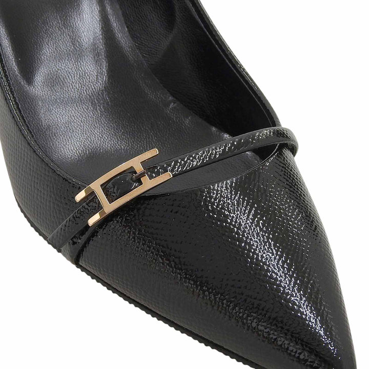 極美品▲HERMES エルメス パテントレザー アピバックル ポインテッドトゥ パンプス ブラック 36 イタリア製 レディース