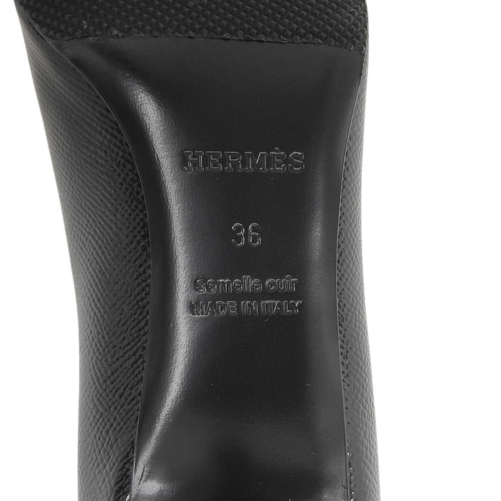極美品▲HERMES エルメス パテントレザー アピバックル ポインテッドトゥ パンプス ブラック 36 イタリア製 レディース