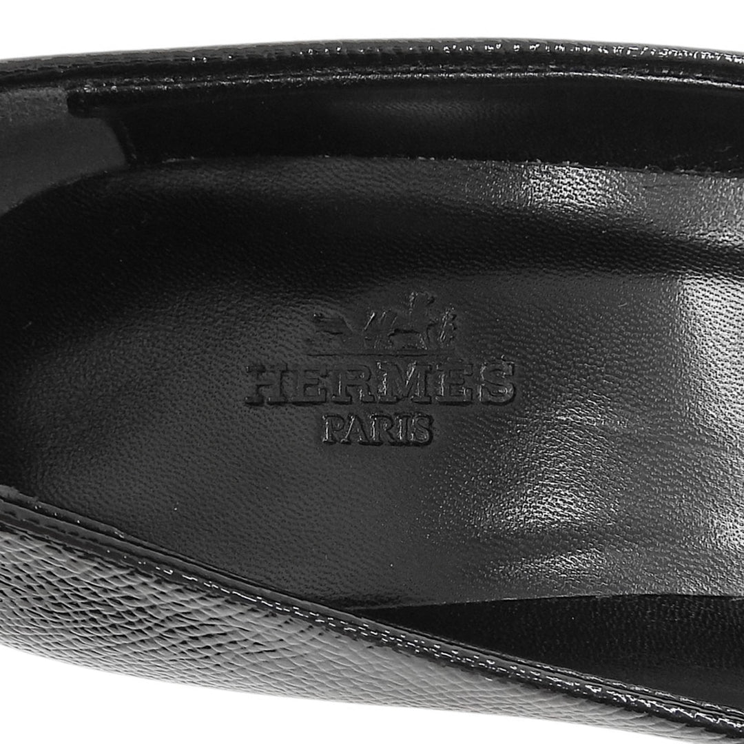 極美品▲HERMES エルメス パテントレザー アピバックル ポインテッドトゥ パンプス ブラック 36 イタリア製 レディース