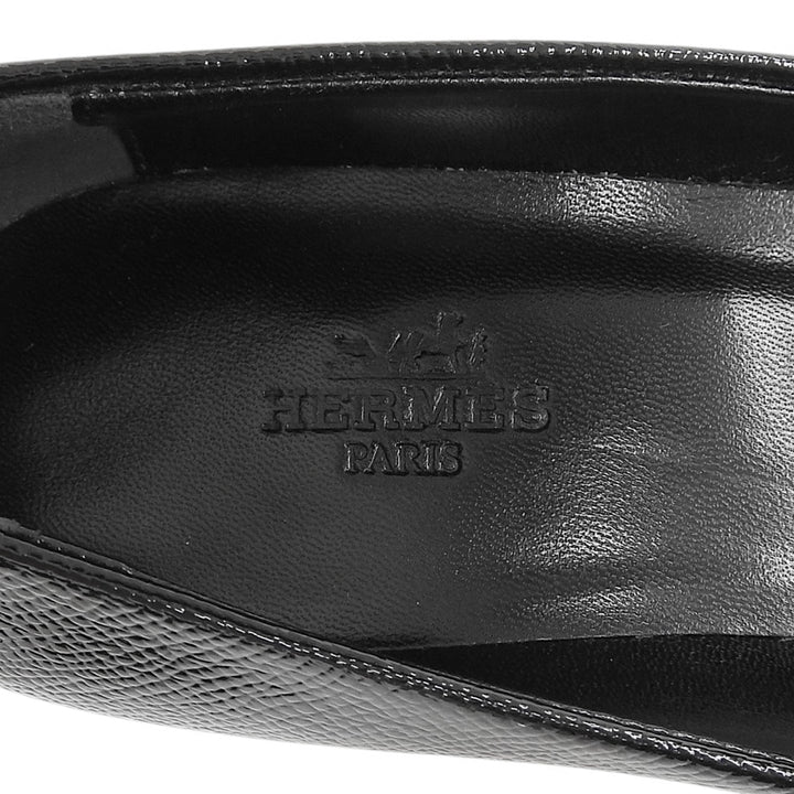 極美品▲HERMES エルメス パテントレザー アピバックル ポインテッドトゥ パンプス ブラック 36 イタリア製 レディース