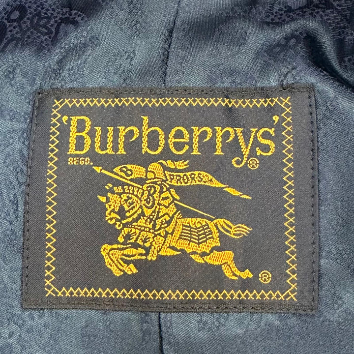 美品☆Burberrys バーバリー ヴィンテージ ウール100％ アンゴラ100％使用 ロゴボタン ロング丈コート ネイビー 9 レディース