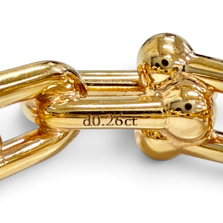 美品△TIFFANY&amp;Co. ティファニー ハードウェア スモール リンク リング AU750 ダイヤモンド 750(PG) d0.26 24年6月購入 15 JP10号 9.56g