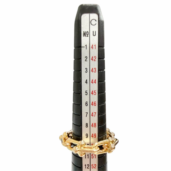 美品△TIFFANY&amp;Co. ティファニー ハードウェア スモール リンク リング AU750 ダイヤモンド 750(PG) d0.26 24年6月購入 15 JP10号 9.56g