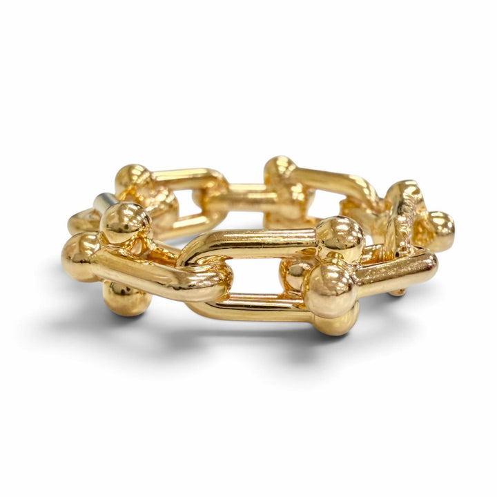 美品△TIFFANY&amp;Co. ティファニー ハードウェア スモール リンク リング AU750 ダイヤモンド 750(PG) d0.26 24年6月購入 15 JP10号 9.56g